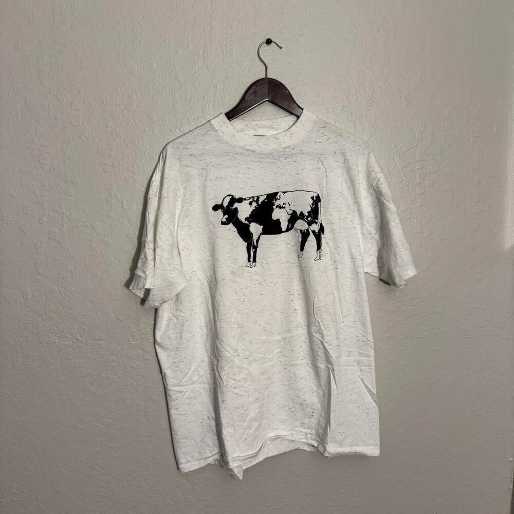 Vintage 1990 white and black cow shirt XL - Picture 2 of 7